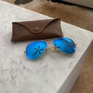 Ray-Ban polarized aviator flash sun glasses